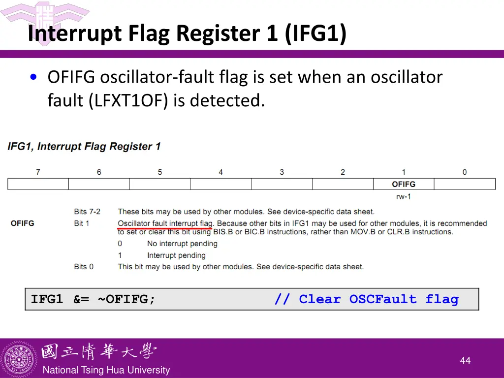 interrupt flag register 1 ifg1