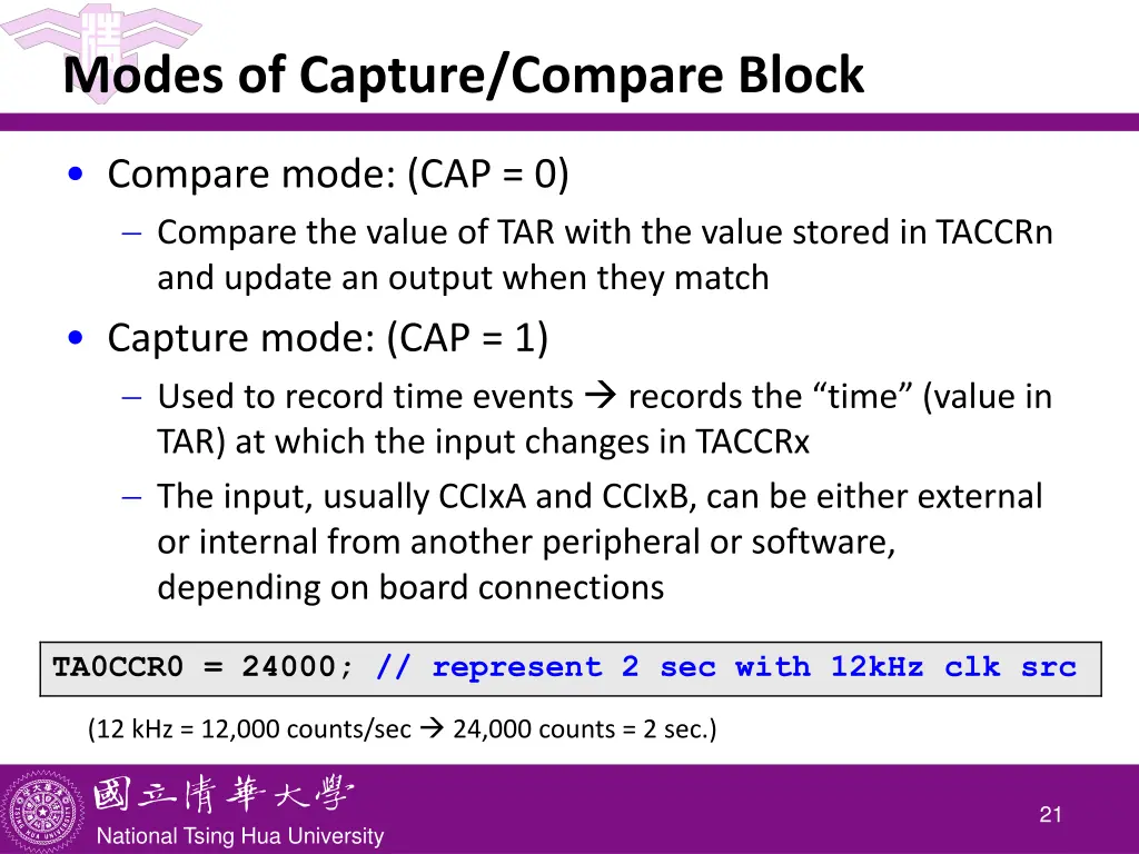 modes of capture compare block