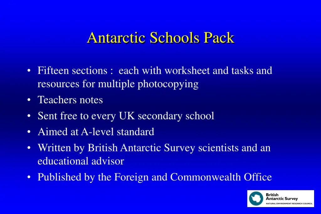 antarctic schools pack