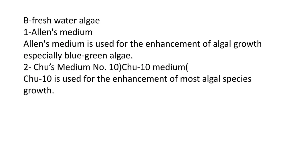 b fresh water algae 1 allen s medium allen