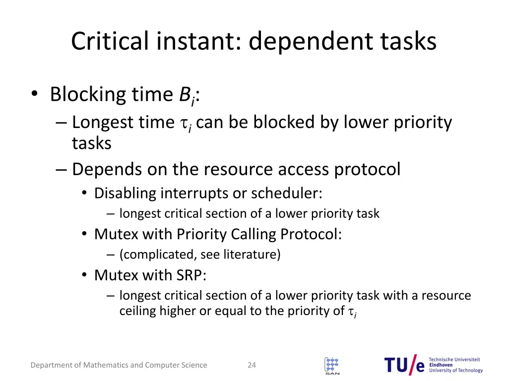 critical instant dependent tasks