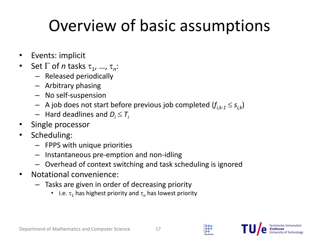 overview of basic assumptions