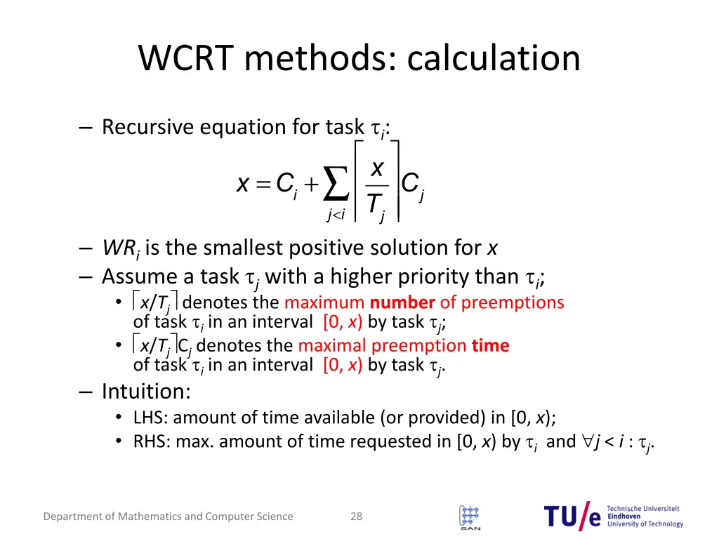 wcrt methods calculation