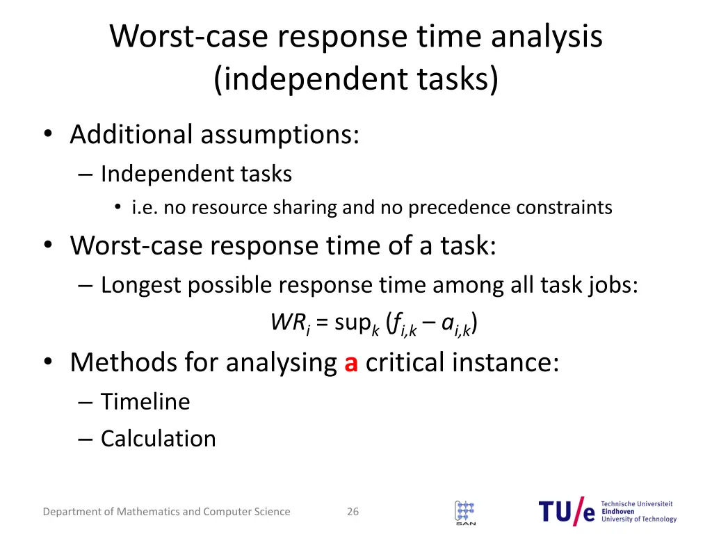 worst case response time analysis independent