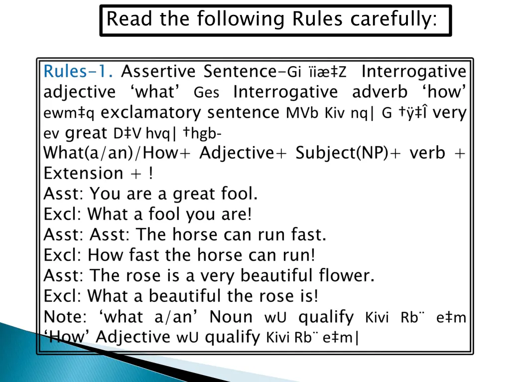 read the following rules carefully