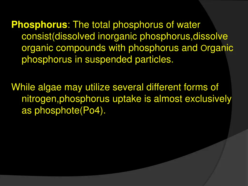 phosphorus the total phosphorus of water consist