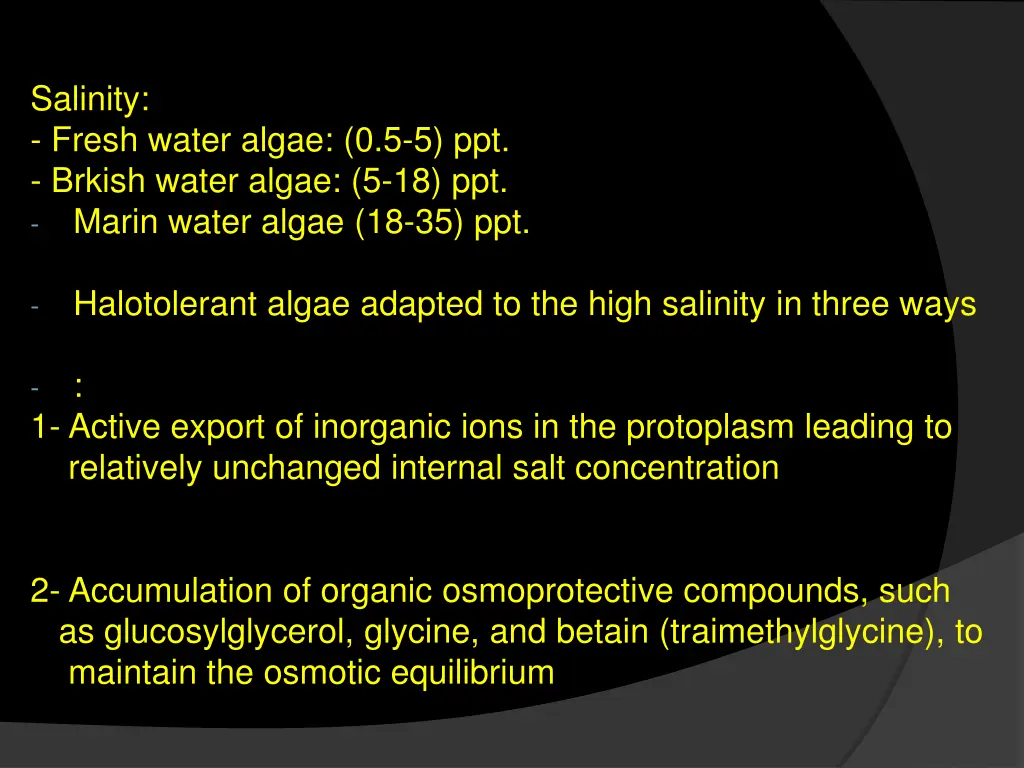 salinity fresh water algae 0 5 5 ppt brkish water