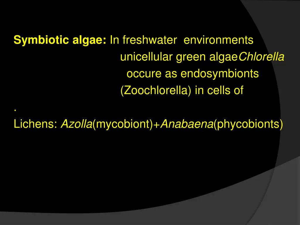 symbiotic algae in freshwater environments