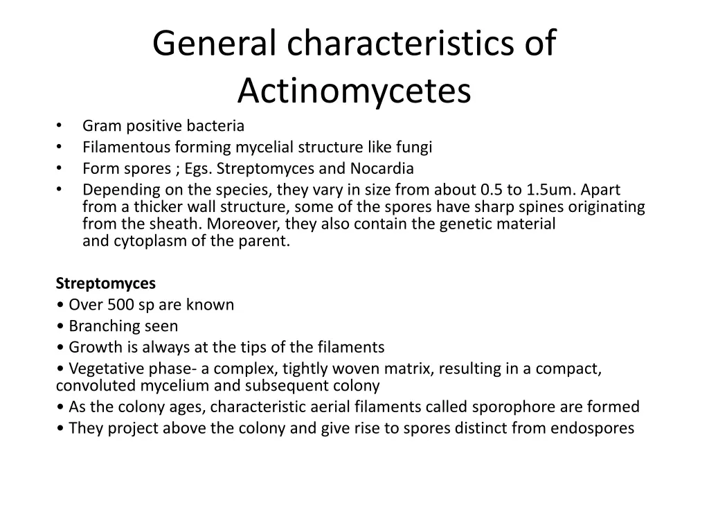 general characteristics of actinomycetes gram