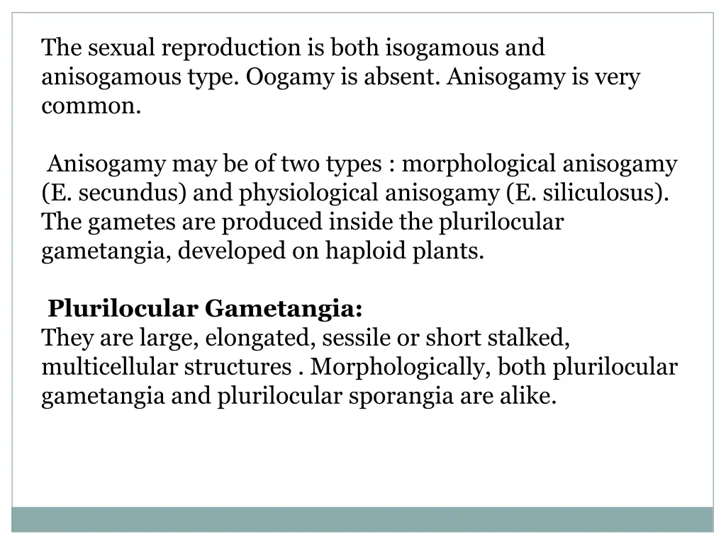 the sexual reproduction is both isogamous