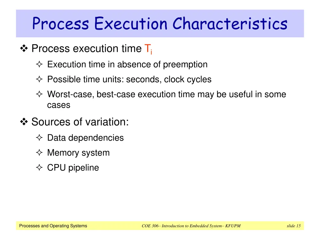 process execution characteristics