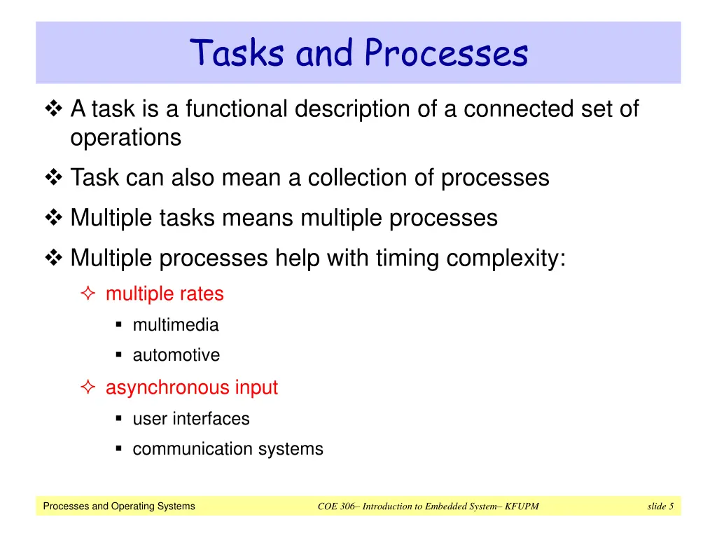 tasks and processes