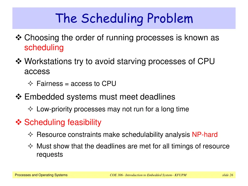 the scheduling problem