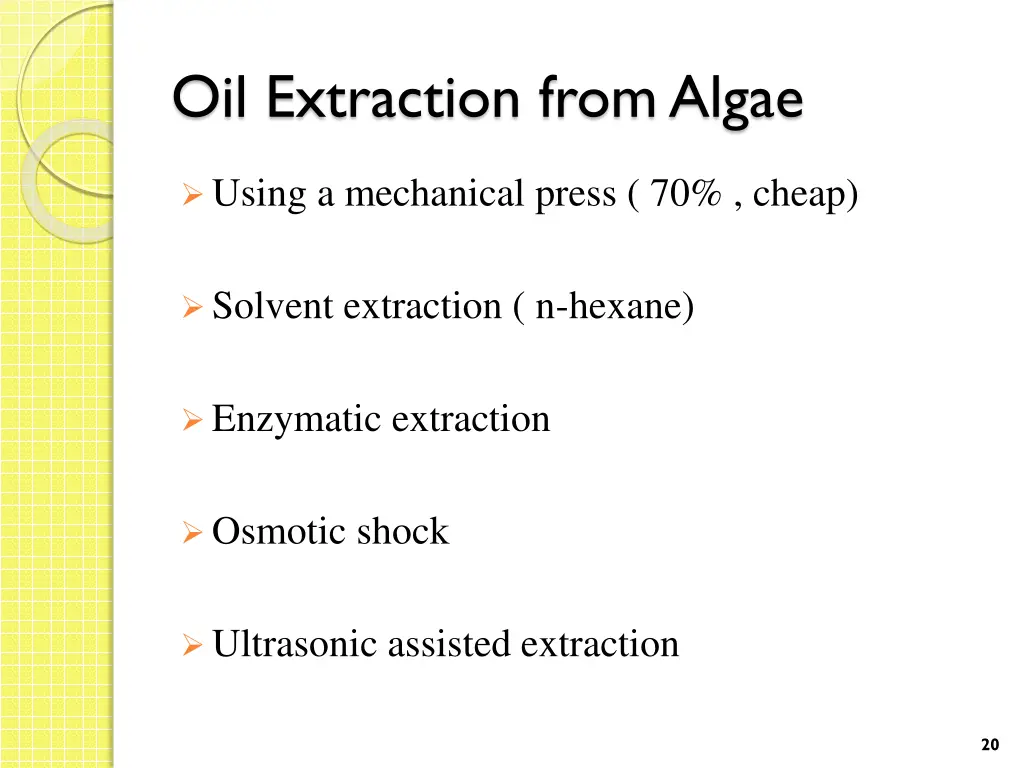 oil extraction from algae