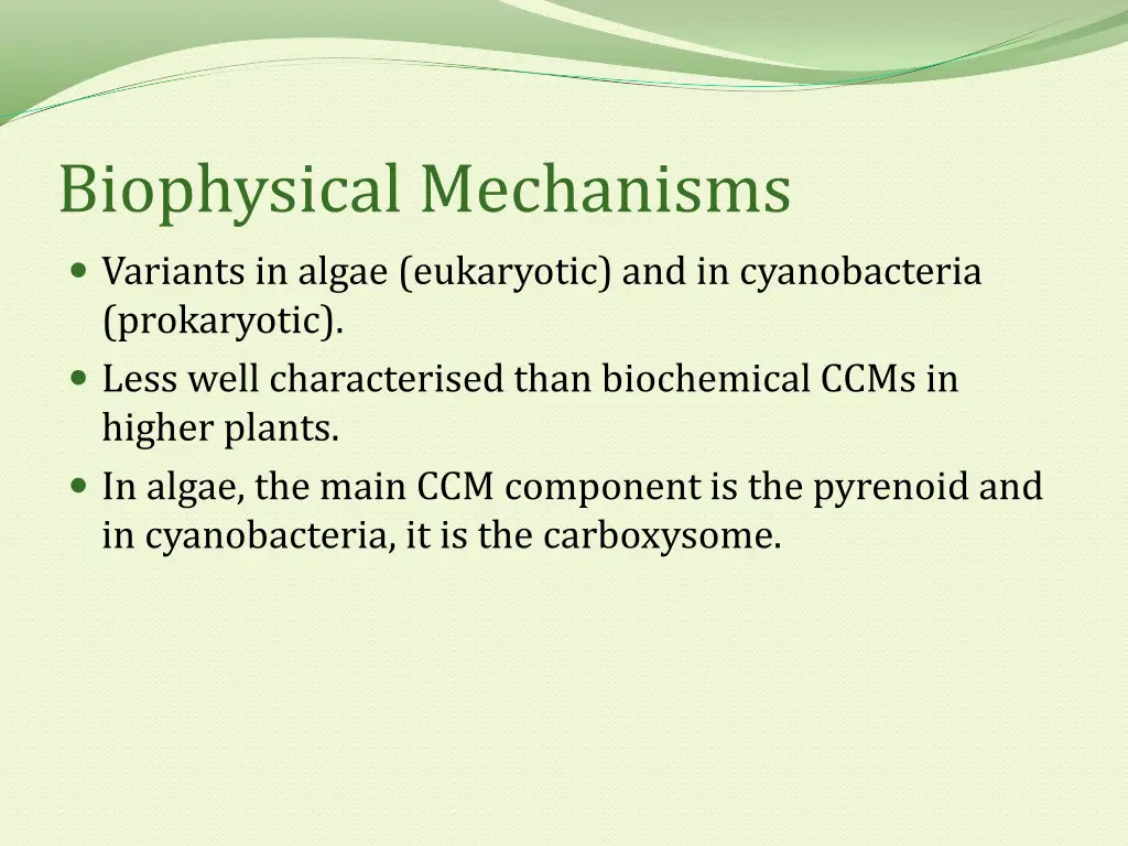 biophysical mechanisms variants in algae