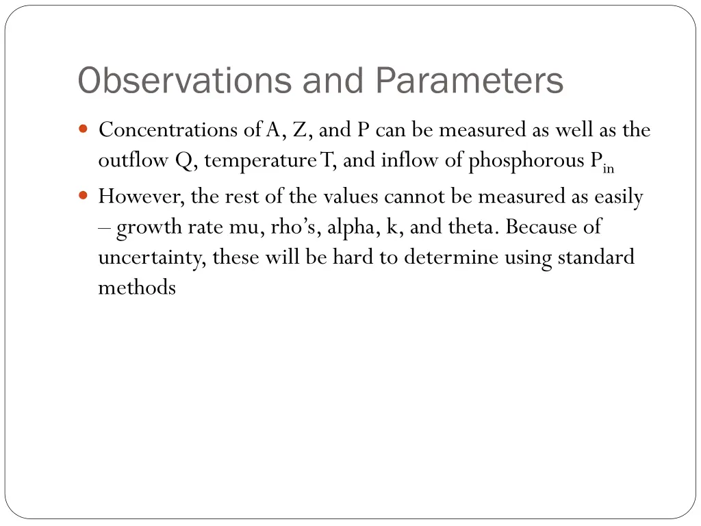 observations and parameters