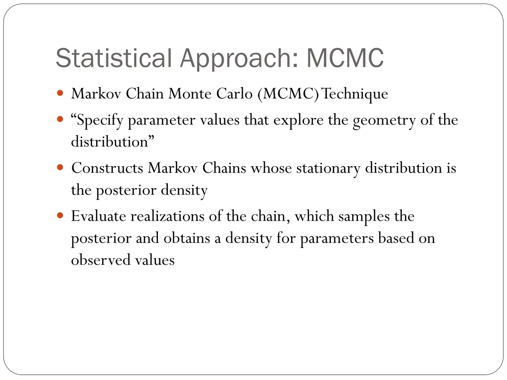 statistical approach mcmc