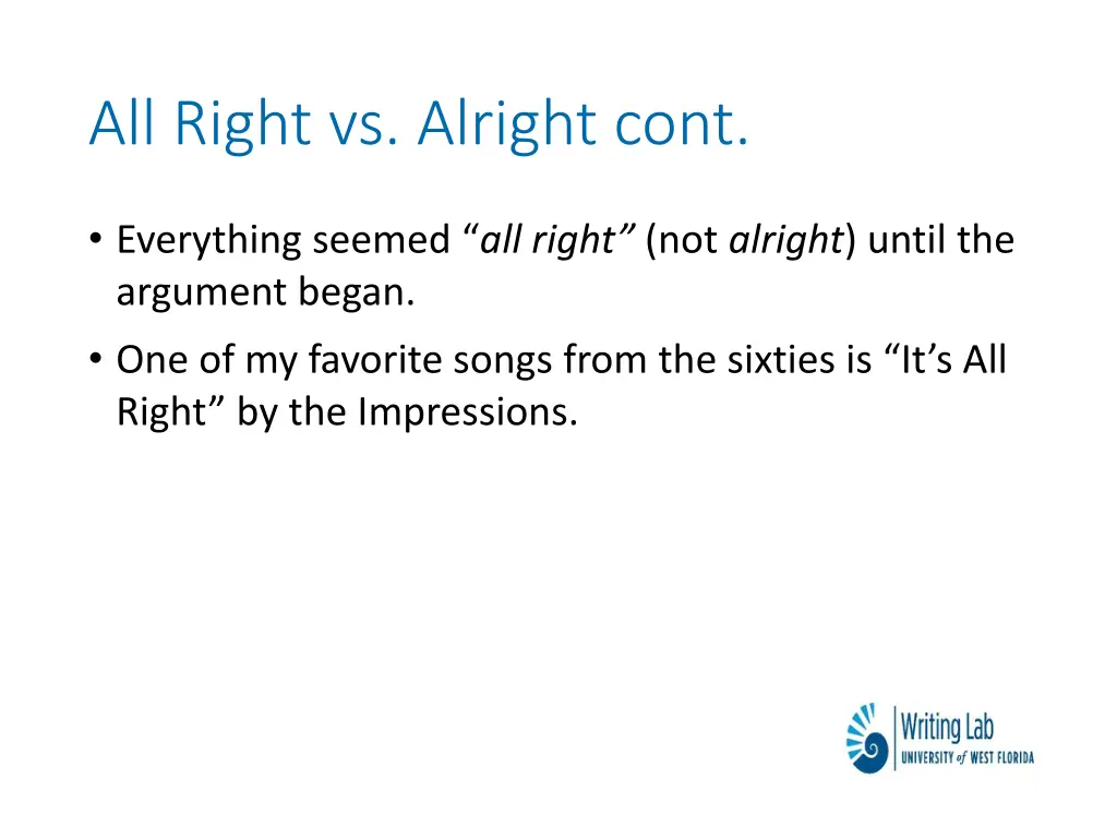 all right vs alright cont