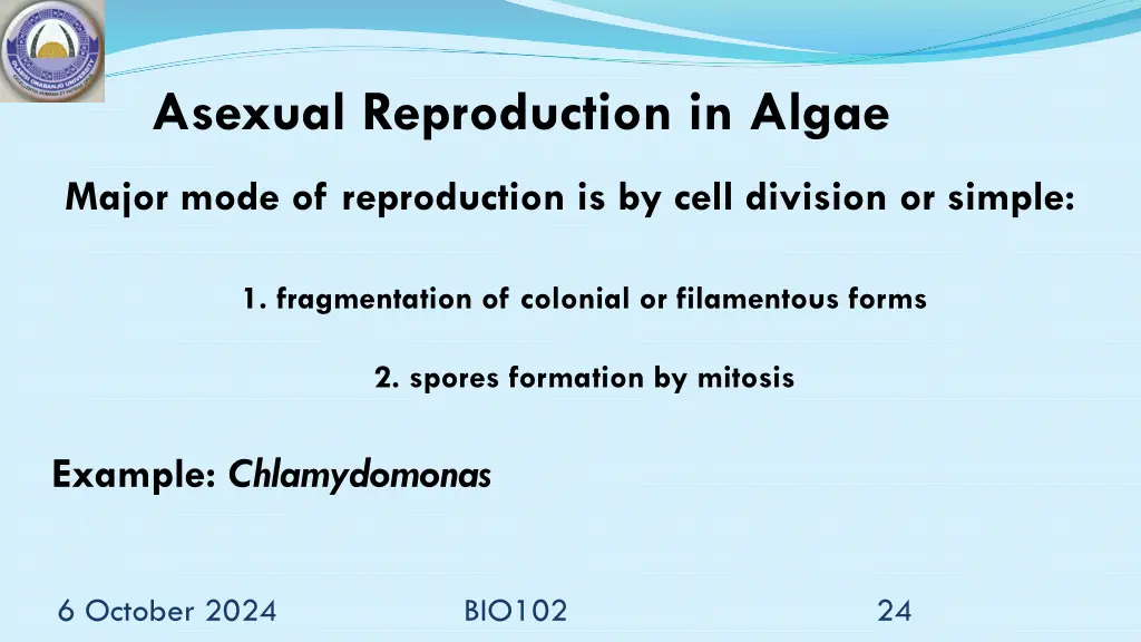 asexual reproduction in algae