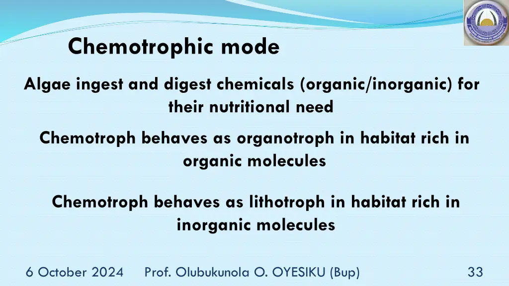 chemotrophic mode