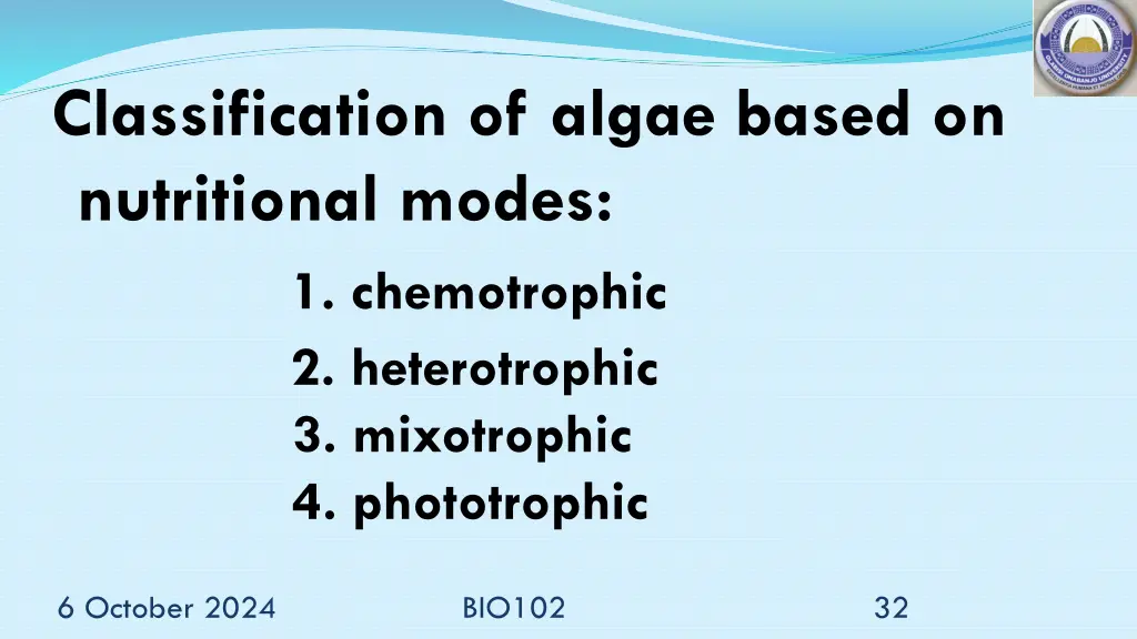 classification of algae based on nutritional