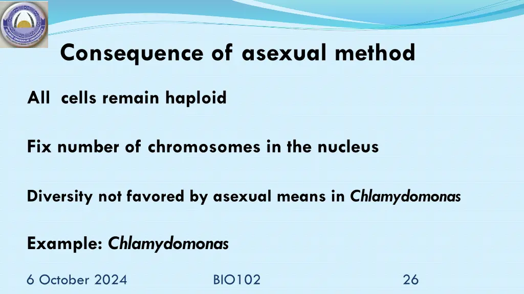 consequence of asexual method