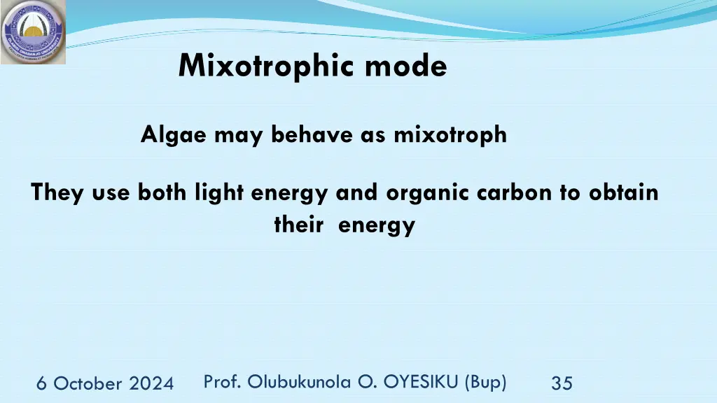 mixotrophic mode