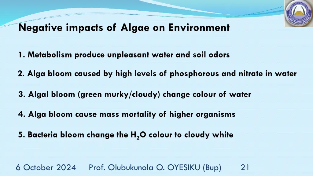 negative impacts of algae on environment