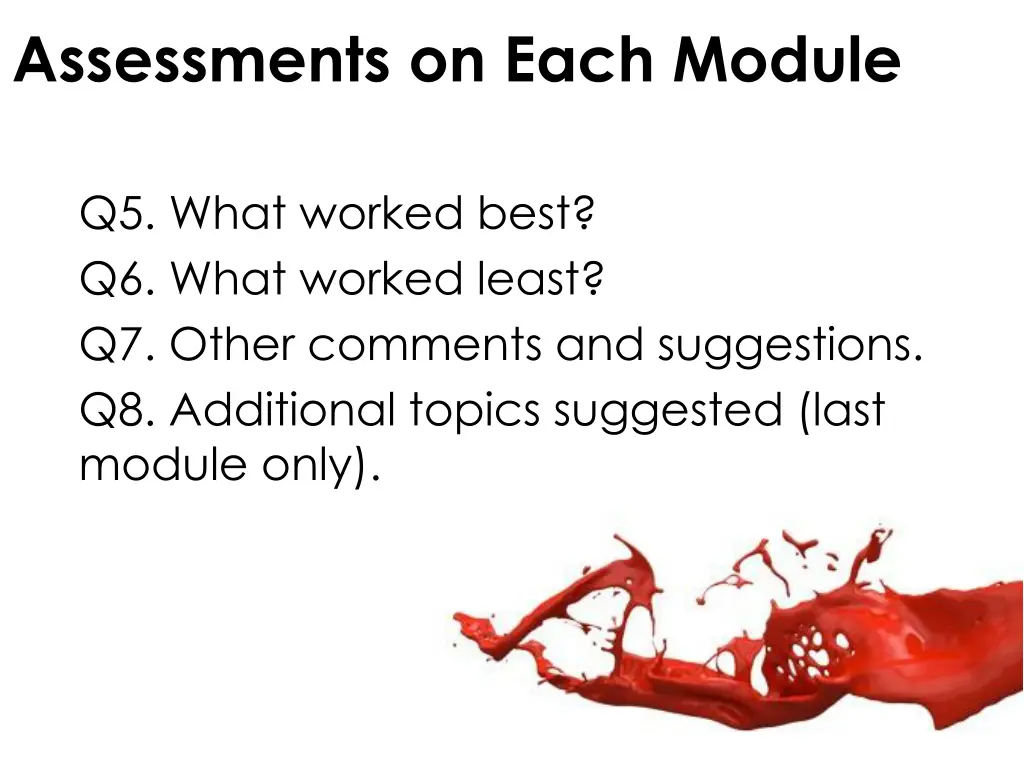 assessments on each module 1