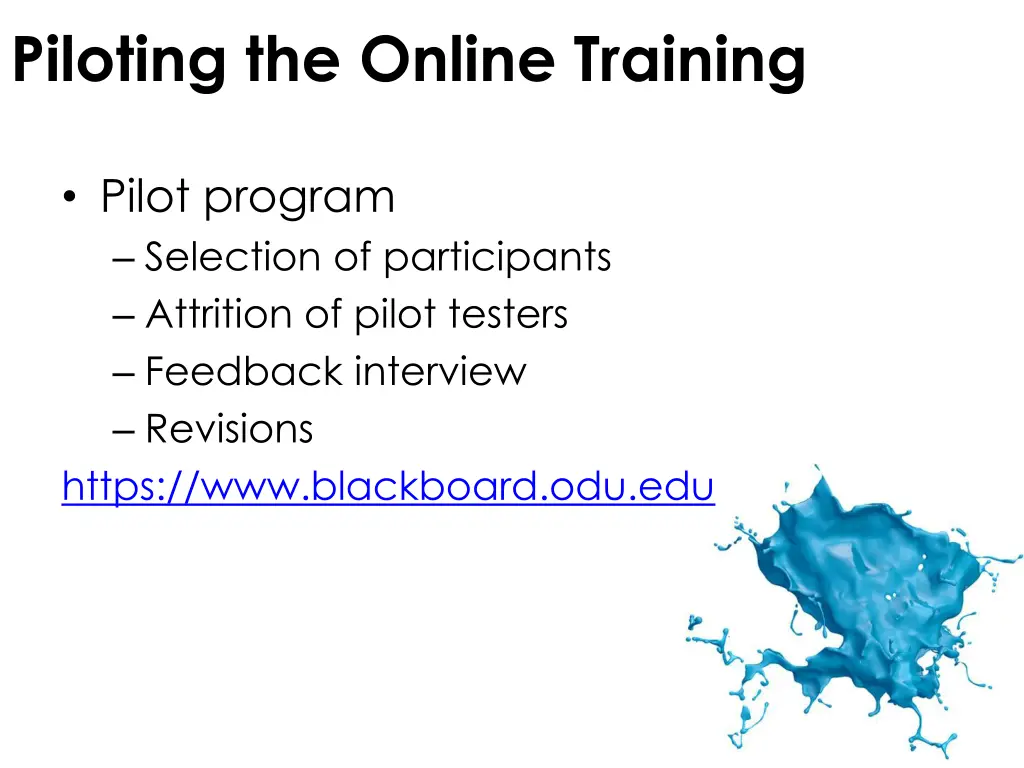 piloting the online training