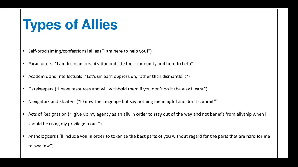 types of allies