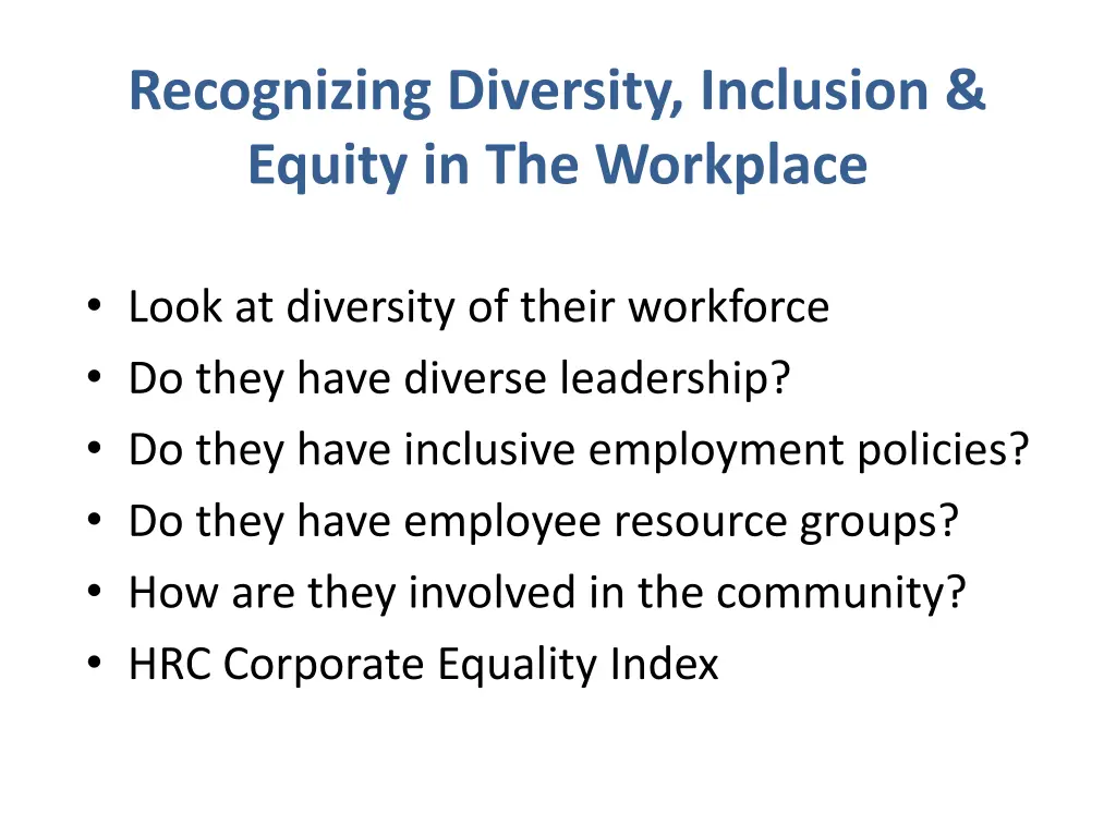 recognizing diversity inclusion equity