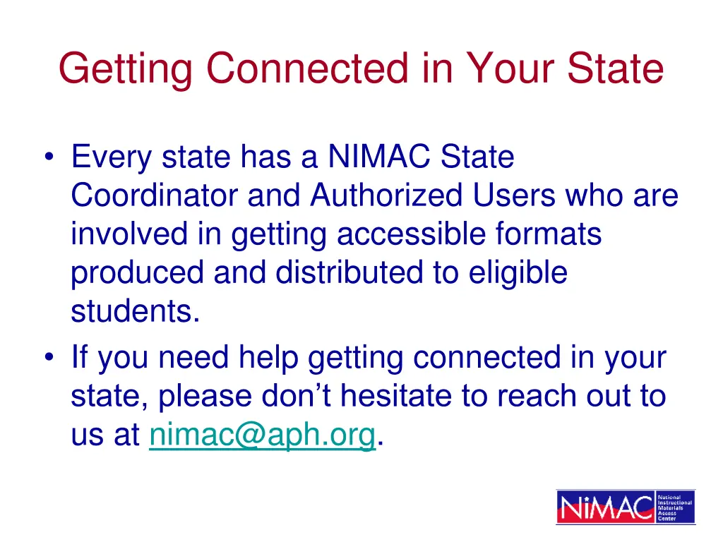 getting connected in your state