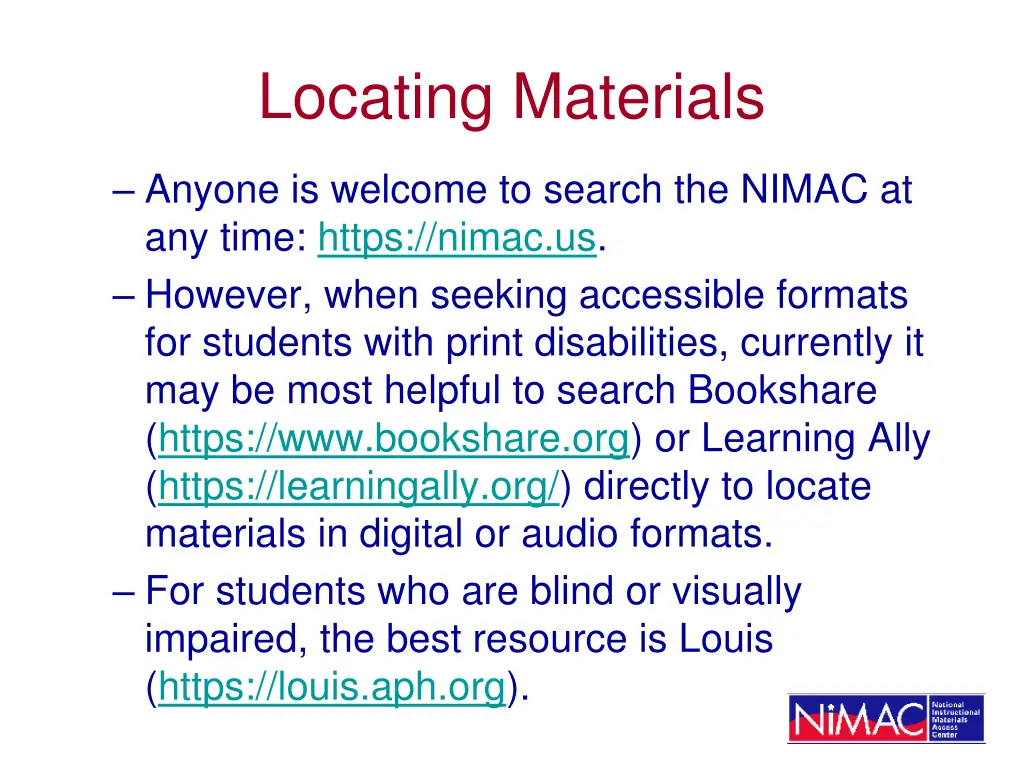 locating materials