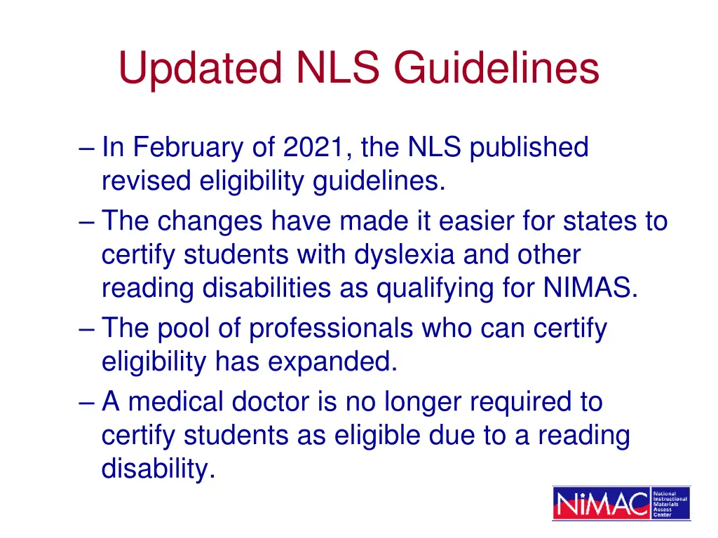 updated nls guidelines