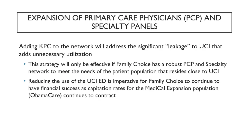 expansion of primary care physicians