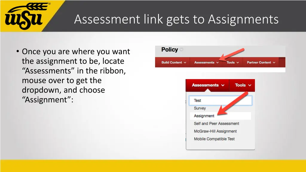 assessment link gets to assignments