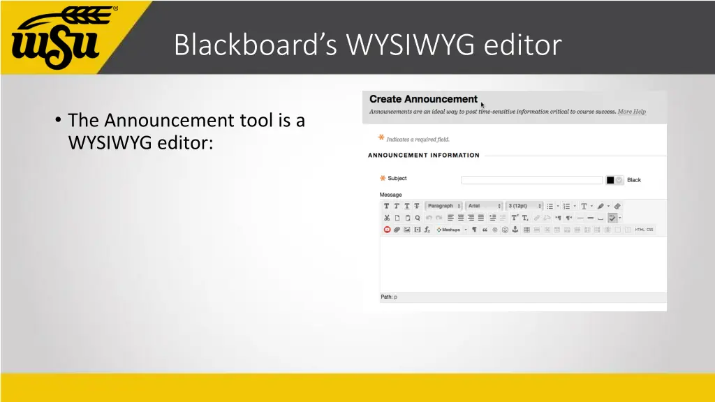 blackboard s wysiwyg editor