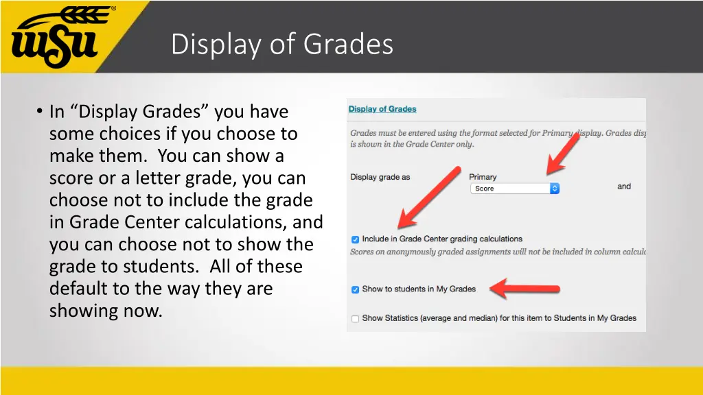 display of grades