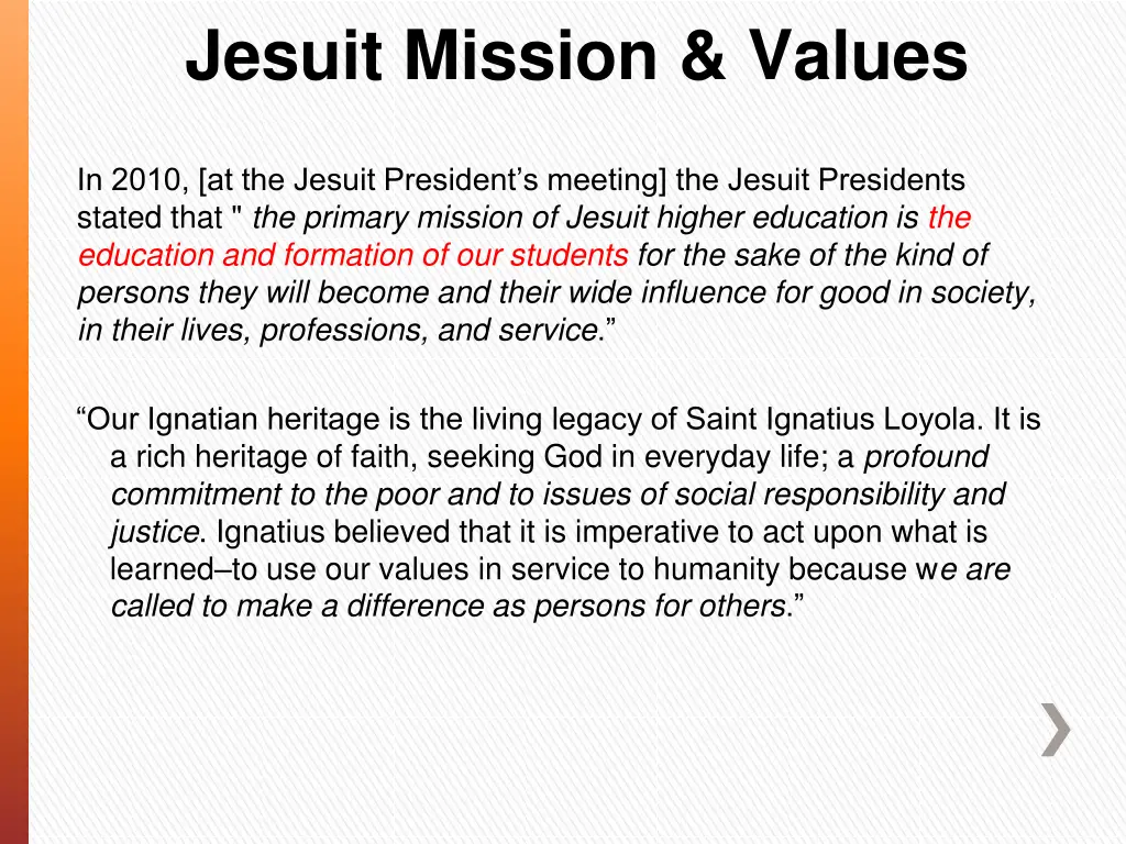 jesuit mission values