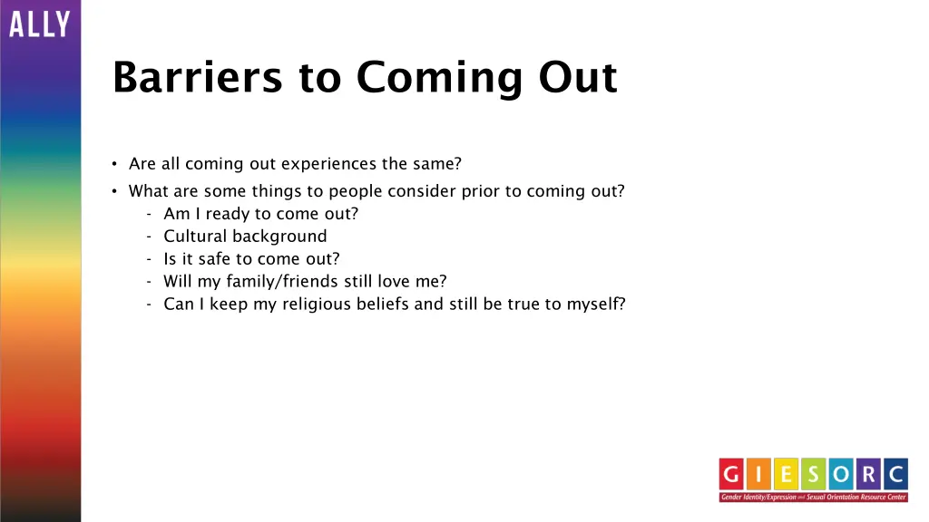 barriers to coming out