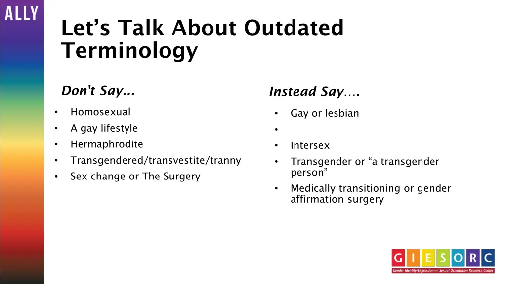 let s talk about outdated terminology