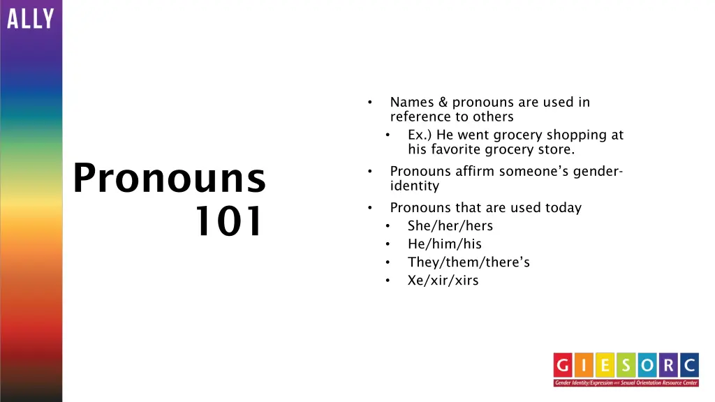 names pronouns are used in reference to others