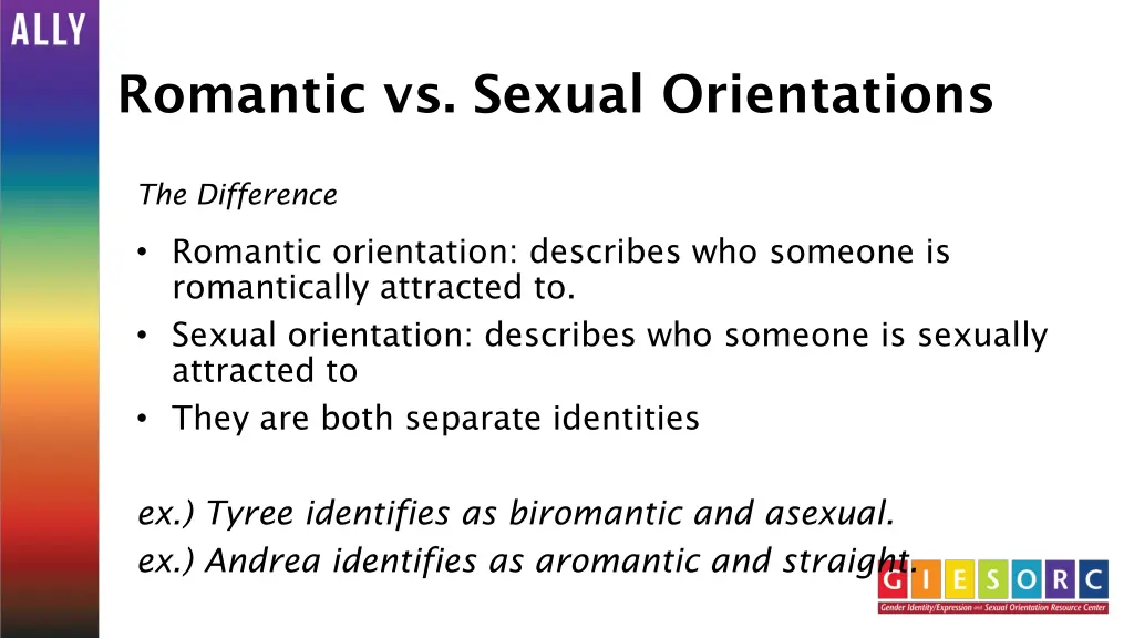 romantic vs sexual orientations