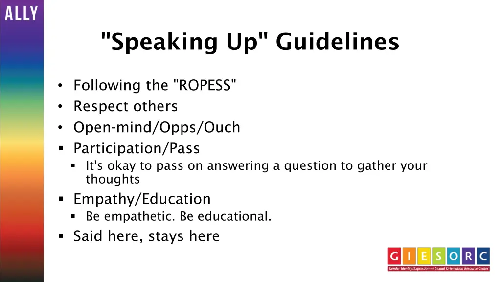 speaking up guidelines