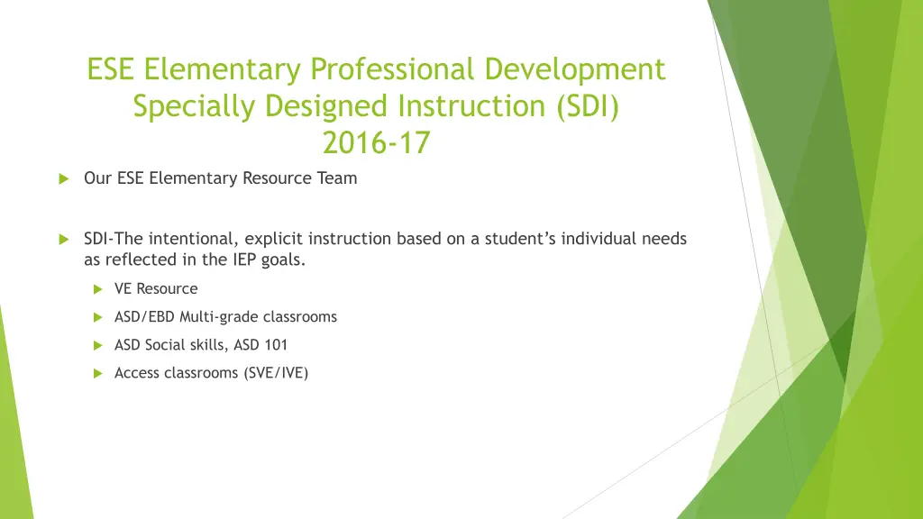 ese elementary professional development specially