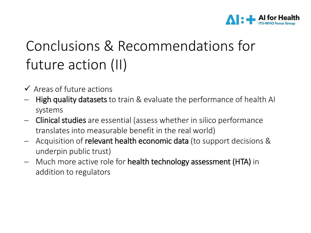 conclusions recommendations for future action ii