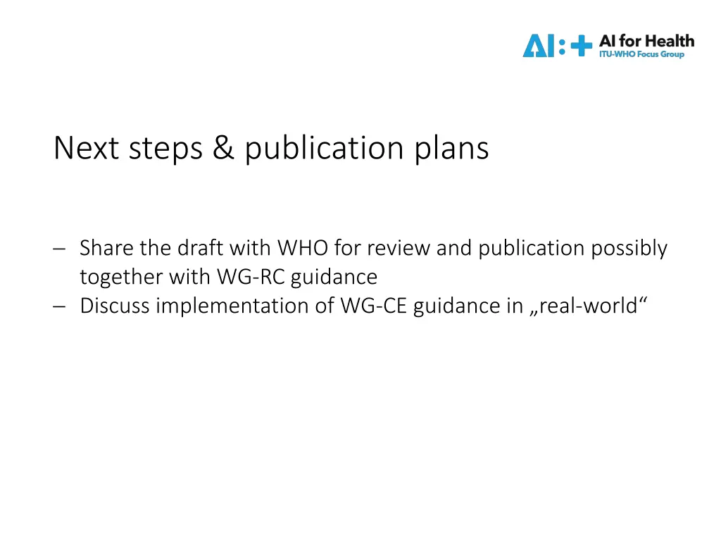 next steps publication plans