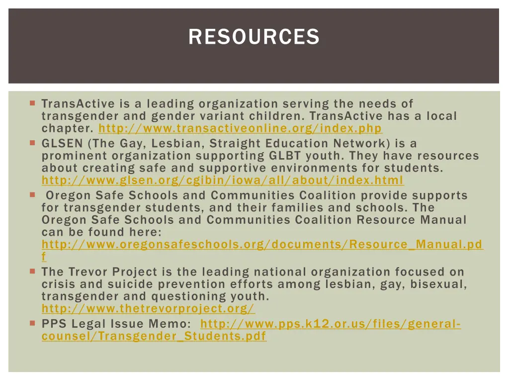 resources