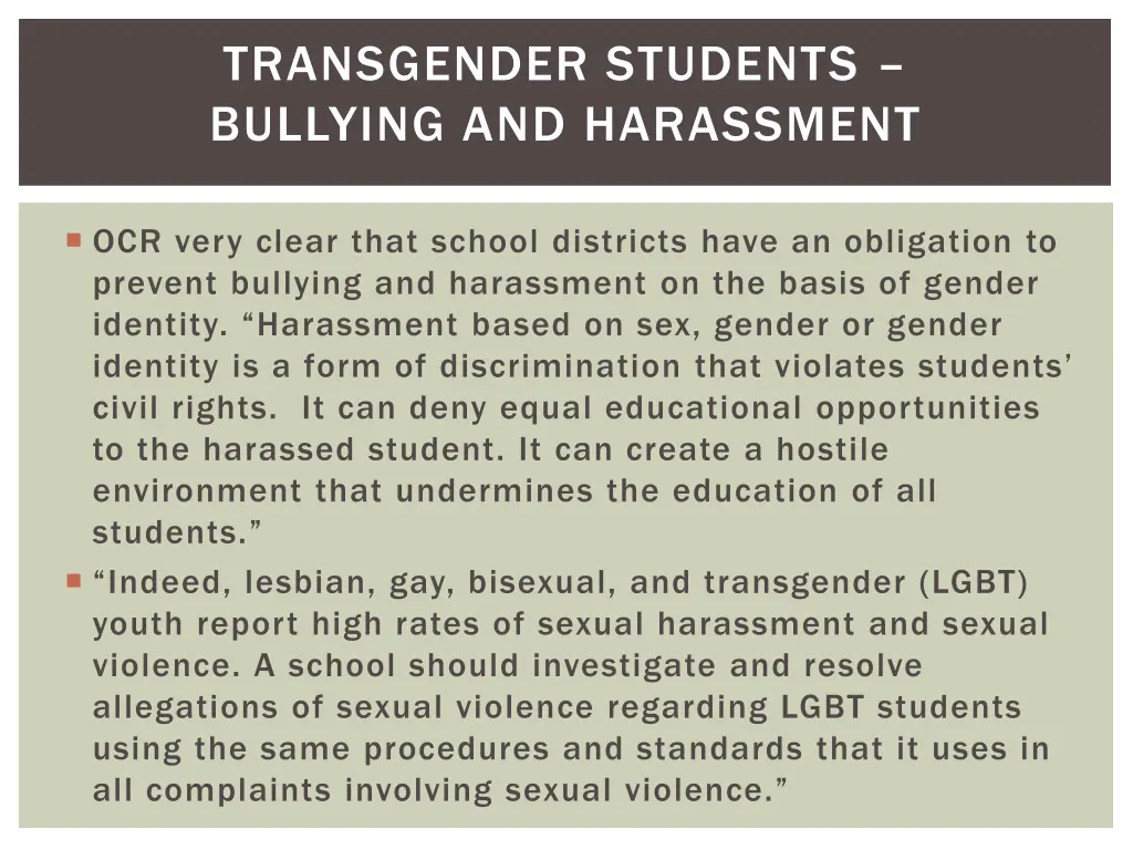 transgender students bullying and harassment